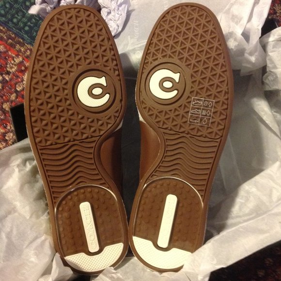 Coach men's Signature Mid Brown Leather & Coated Canvas Sneakers - New in Box - Picture 4 of 10